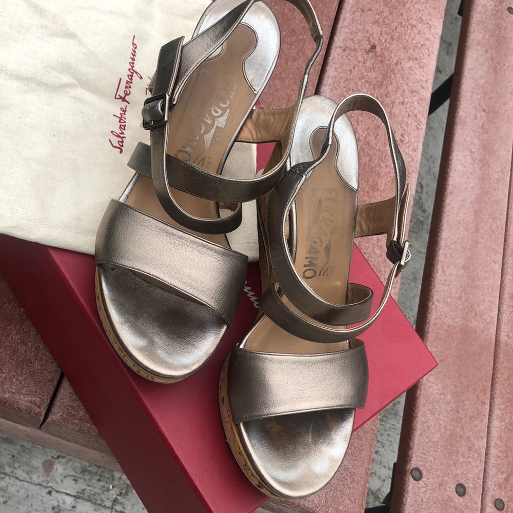 Salvatore Ferragamo calf wedge sandals